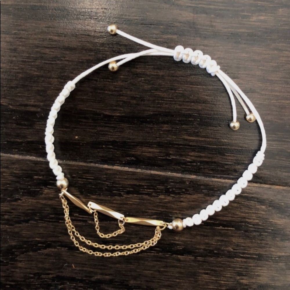 BRAND NEW White Twine Bracelet with Gold Accents